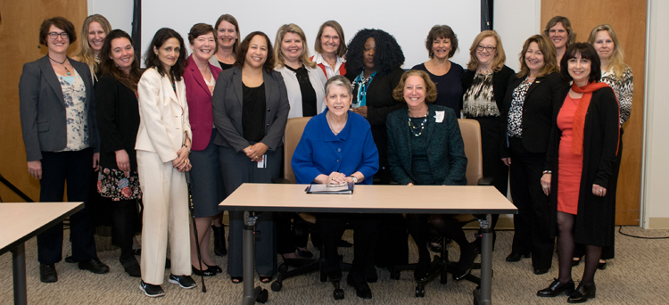 Former President Janet Napolitano with SACSW members